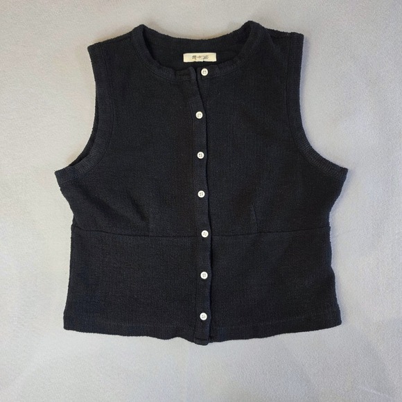 Madewell Jackets & Blazers - Madewell Minimalist 90s Chic Knit Button-Front Vest Black Quiet Luxury M Goth